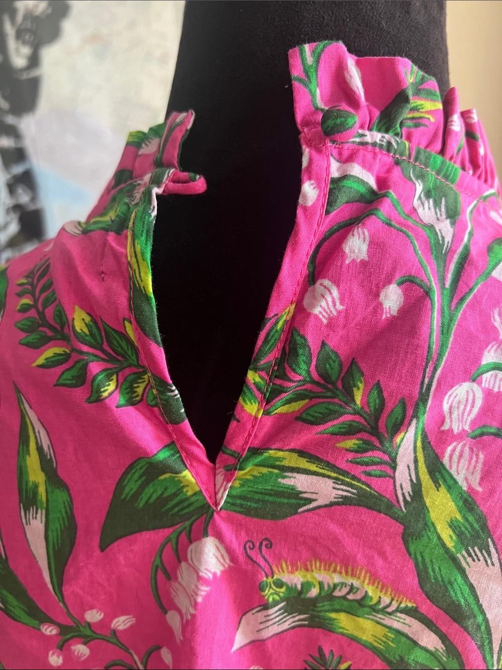 Printfresh When In Doubt Ruffle Blouse S Pink Lilly of the Valley Organic Cotton - Picture 7 of 8